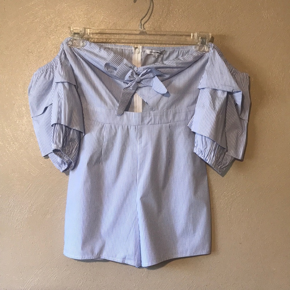 #3 Fashion Nova Deep Sea Striped Romper size S